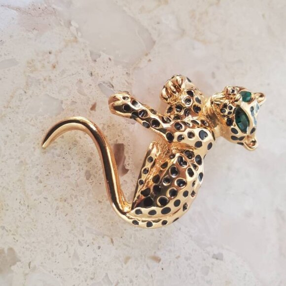 Signed Vintage D'Orlan Cheetah, Jaguar, Leopard Brooch Pin - Picture 5 of 10